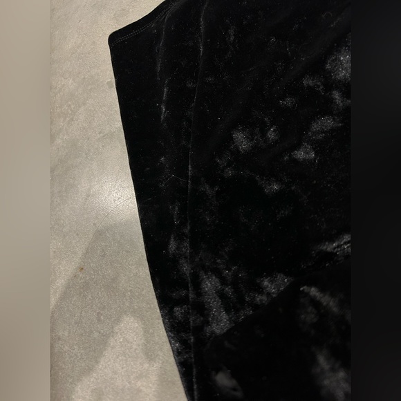 Black Wide Leg Crushed Velvet Pants - Picture 2 of 3